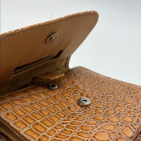 George wallet on string shoulder bag tan animal print faux patent leather casual - Picture 15 of 16